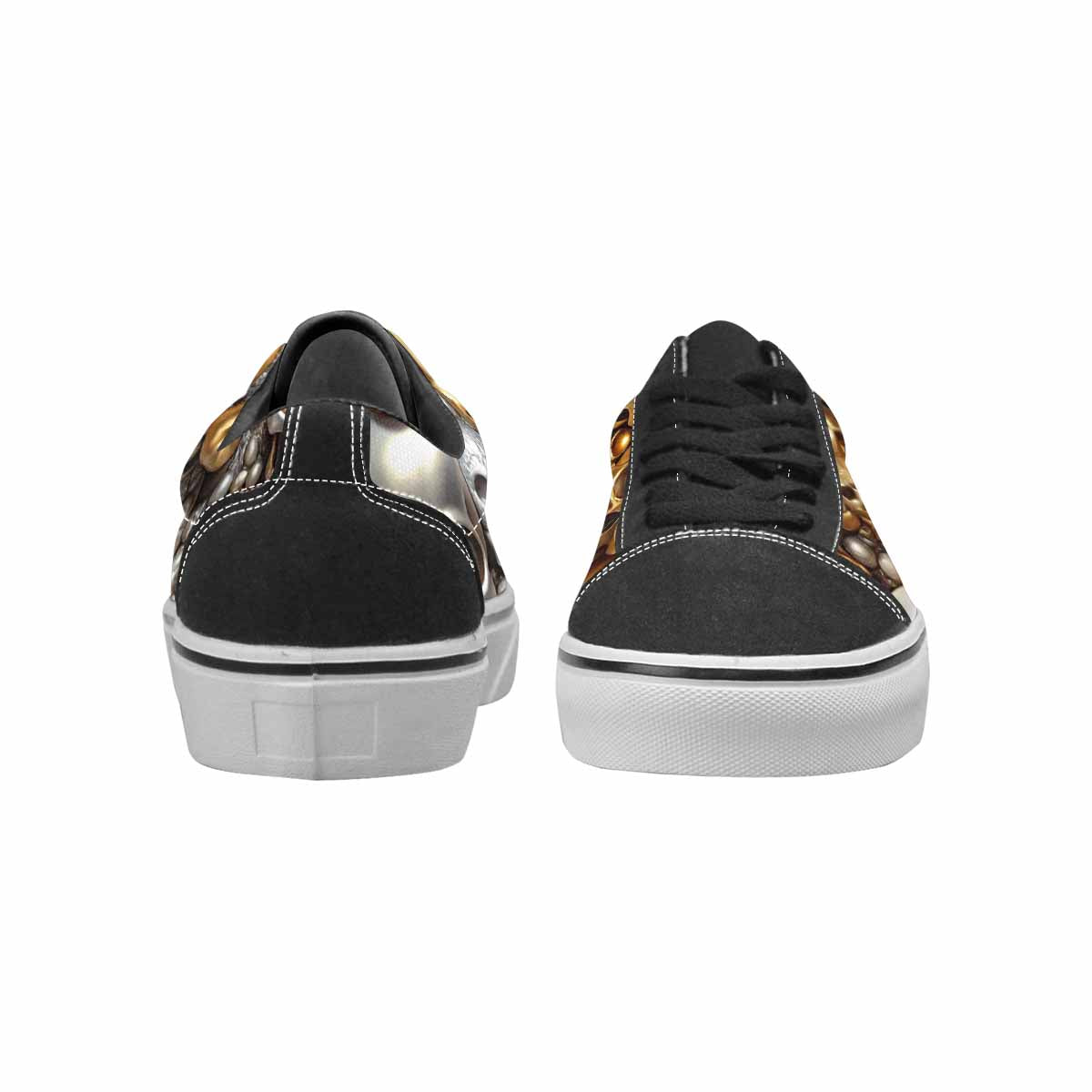 WOMEN'S Skulls - Metallic-Chrome- Canvas Lace-Up Neon Fantasy Sneakers