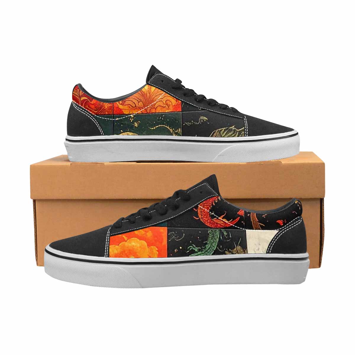WOMEN'S Dragon Scale Fantasy Canvas Lace-Up Neon Fantasy Custom Sneakers