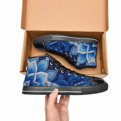 MEN'S Boho Mandala High Top Canvas Neon Fantasy Custom Sneakers