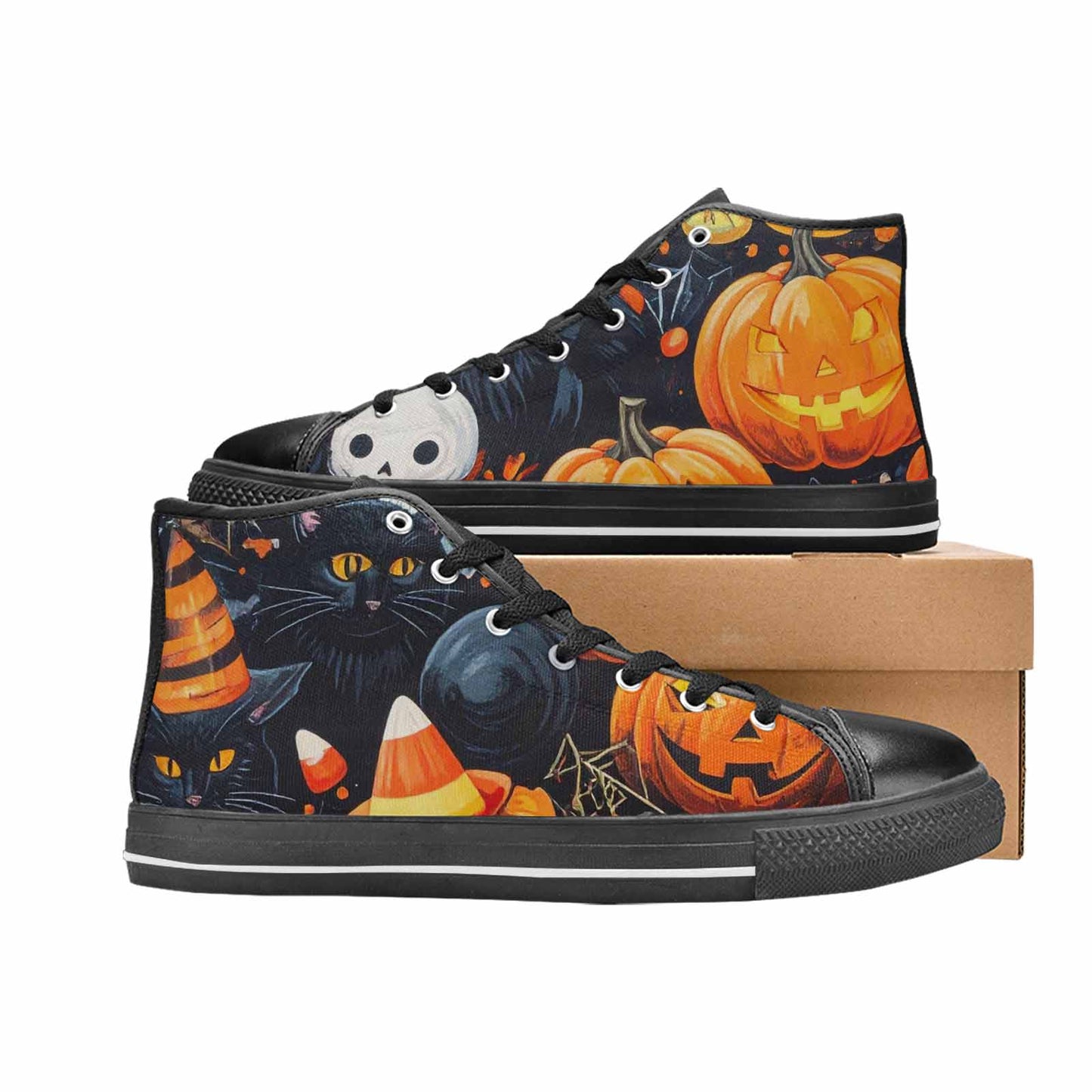 MEN'S Halloween High Top Canvas Wallpaper Art Custom Sneakers