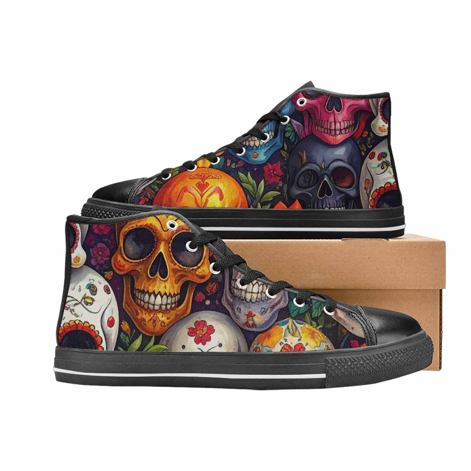 WOMEN'S Skull High Top Canvas Y2K Custom Sneakers