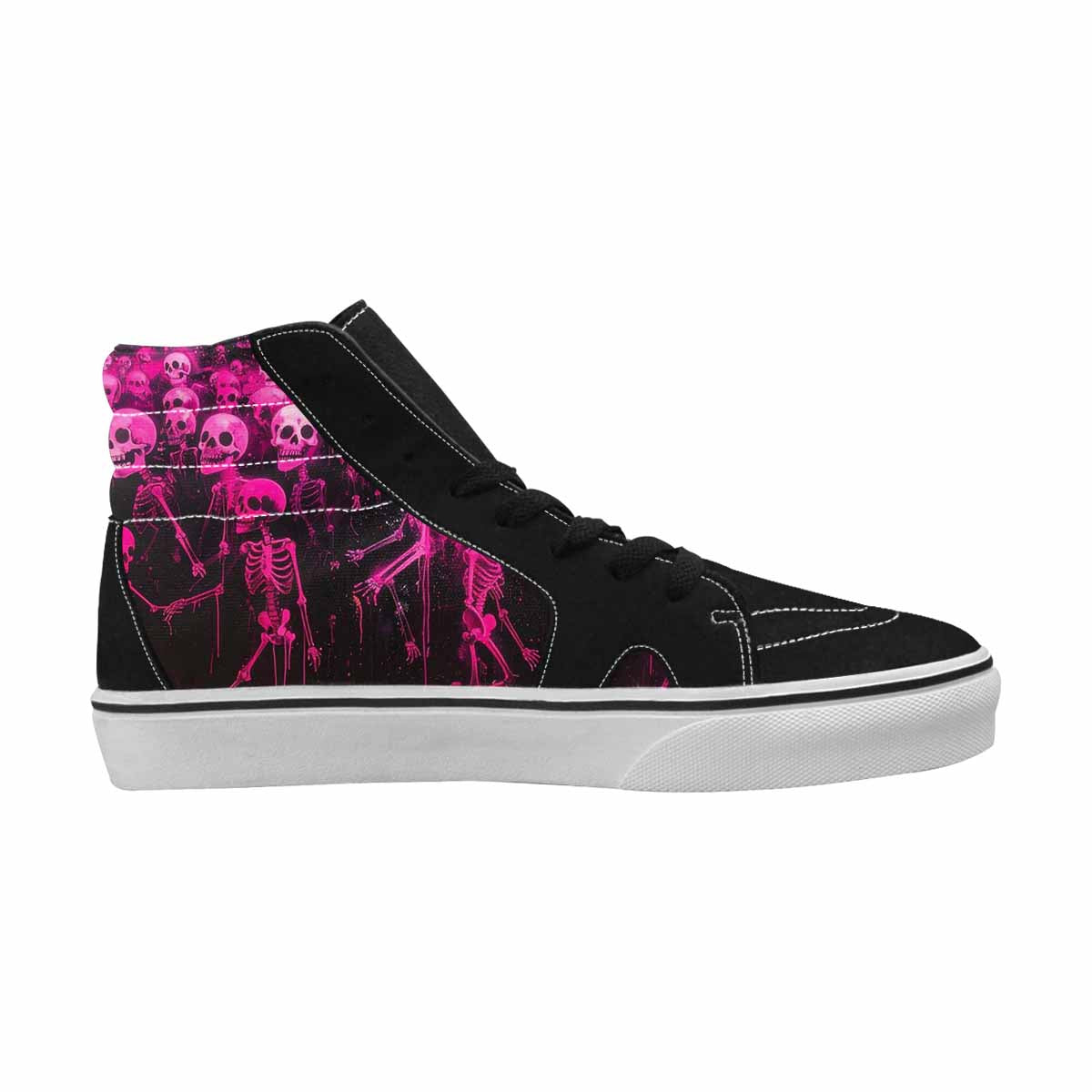 MEN'S Skeletons  Neon Pink High Top Canvas Vivid Sneakers
