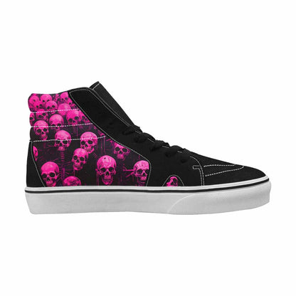 MEN'S Skeletons  Neon Pink High Top Canvas Dreamlike Shoes