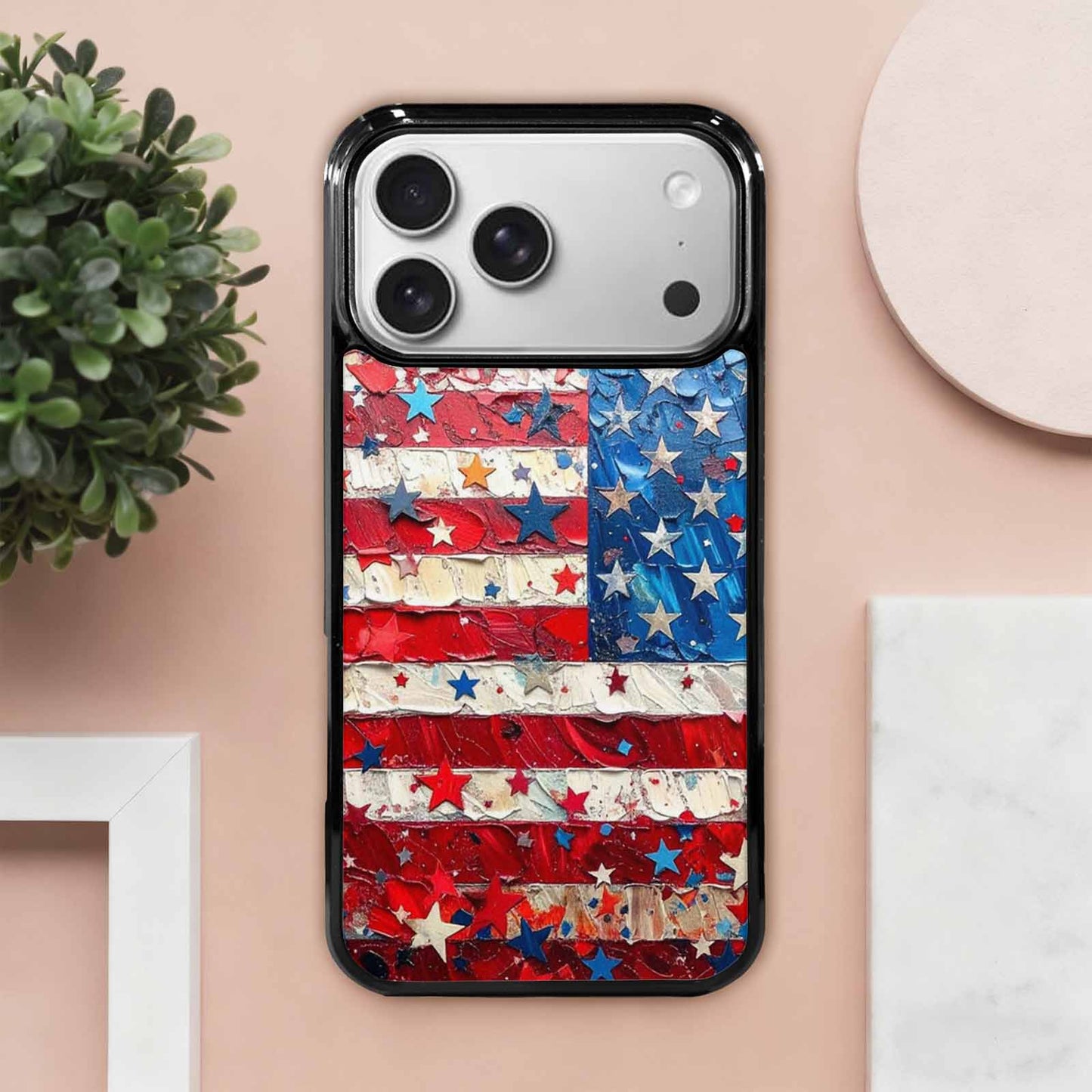 iPhone 17 Pro Max Case — Patriotic Stars And Stripes Galaxy Space, Custom Print Case Cover