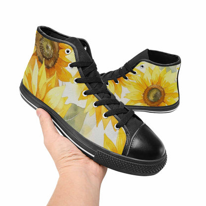 MEN'S Sunflowers Watercolor High Top Canvas Cottagecore Custom Sneakers