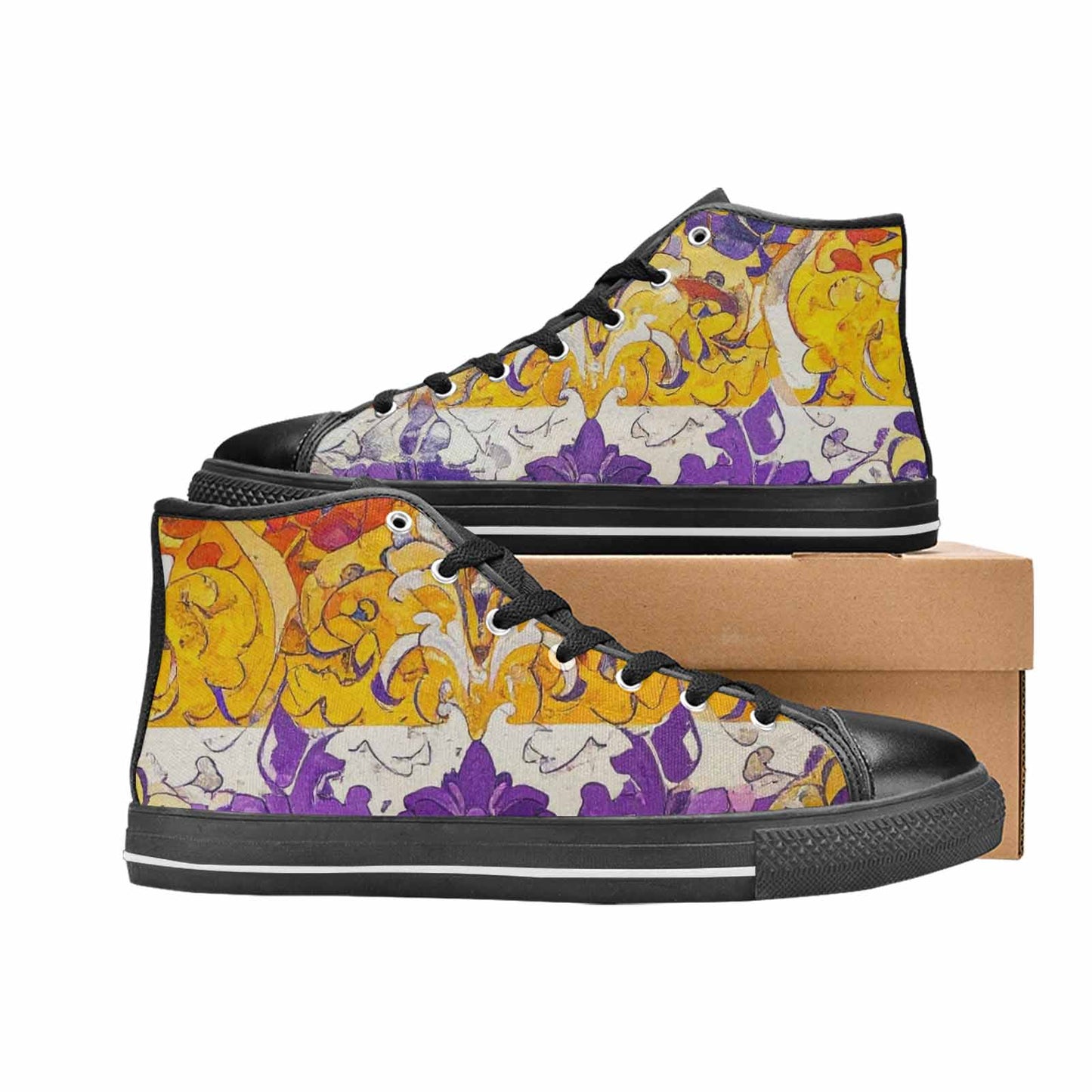 MEN'S Nonbinary Flag Color High Top Canvas Surreal Custom Sneakers