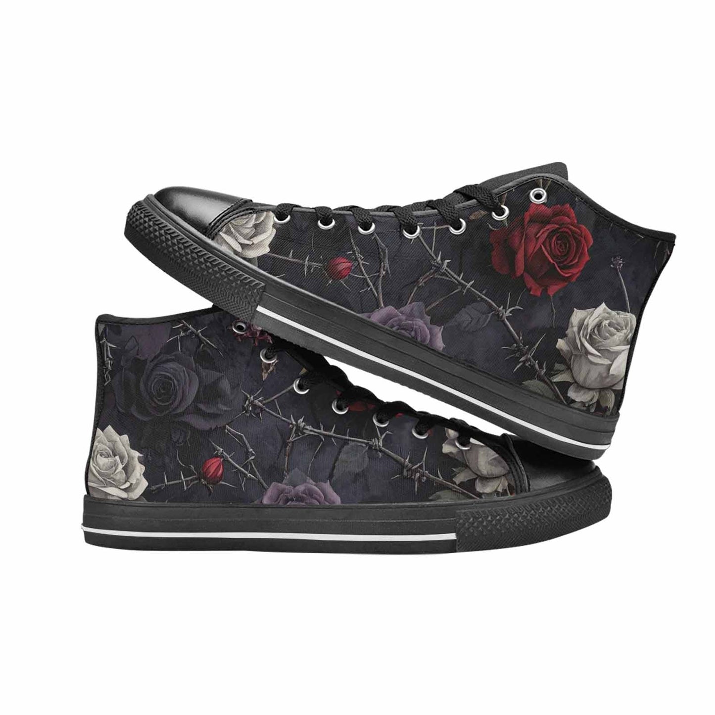 MEN'S Black Gothic Rose High Top Canvas Vivid Custom Shoes