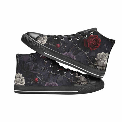 MEN'S Black Gothic Rose High Top Canvas Vivid Custom Shoes