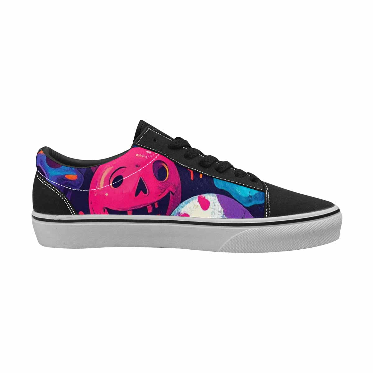 WOMEN'S Skeleton People Face Canvas Lace-Up Aesthetic Custom Sneakers