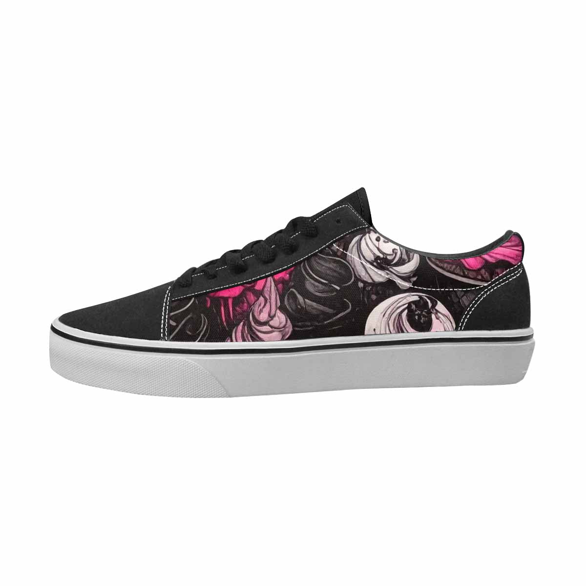 WOMEN'S Ice Cream Black & Pink Ink Canvas Custom Fashion Vibrant Chaos Custom Shoes