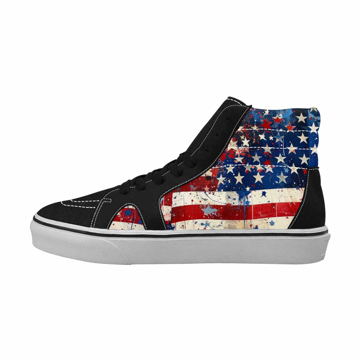 MEN'S Patriotic Stars Stripes High Top Canvas Kaleidoscope Custom Sneakers