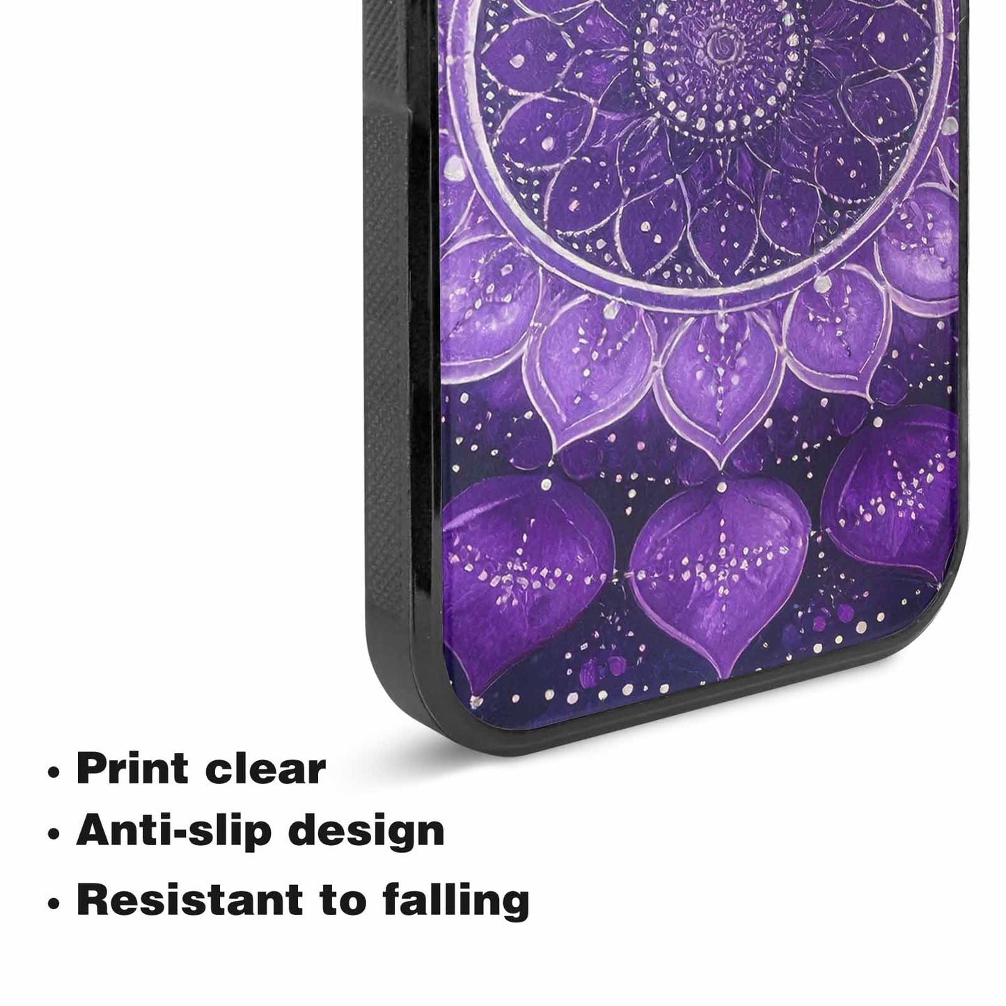 iPhone 15 Plus Case — Purple Mandala Bohemian Print Edge To, Custom Designed Case Cover