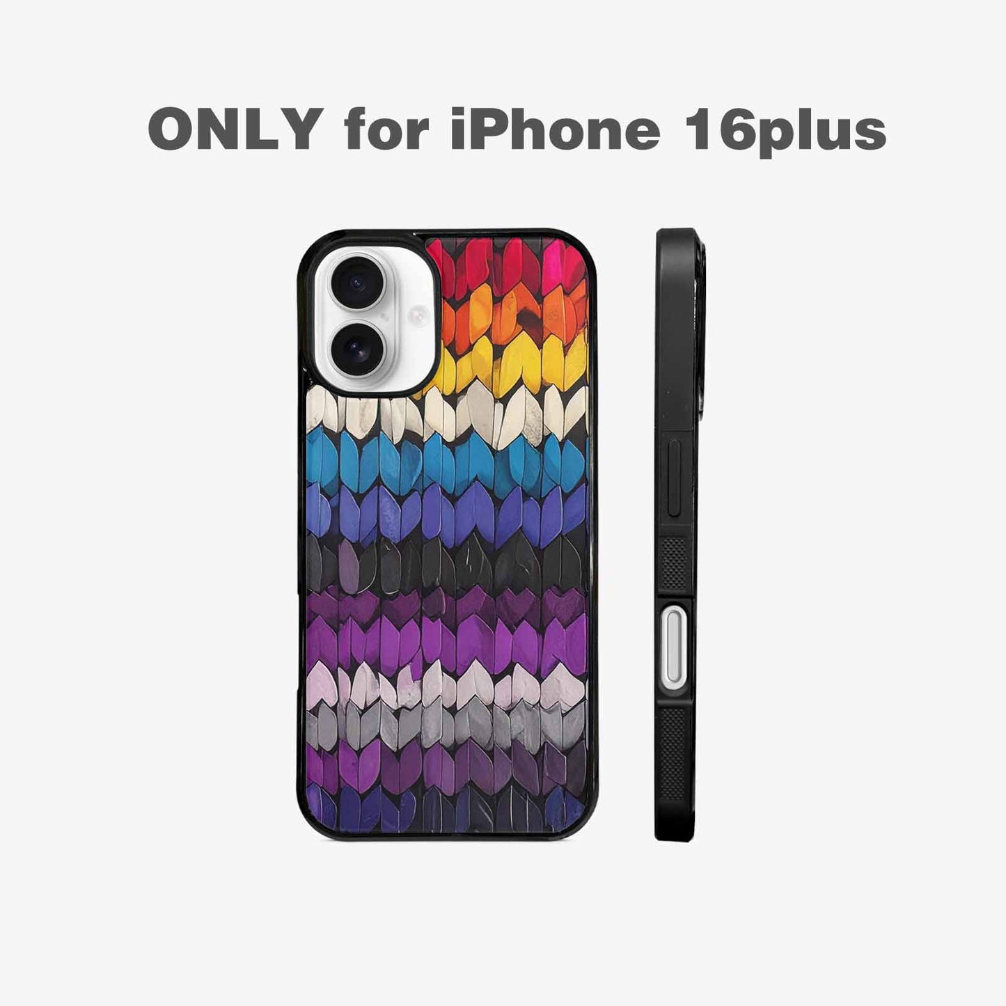 iPhone 16 Plus Case — Asexual Flag Color Theme Small Rainbow, Custom Phone Case