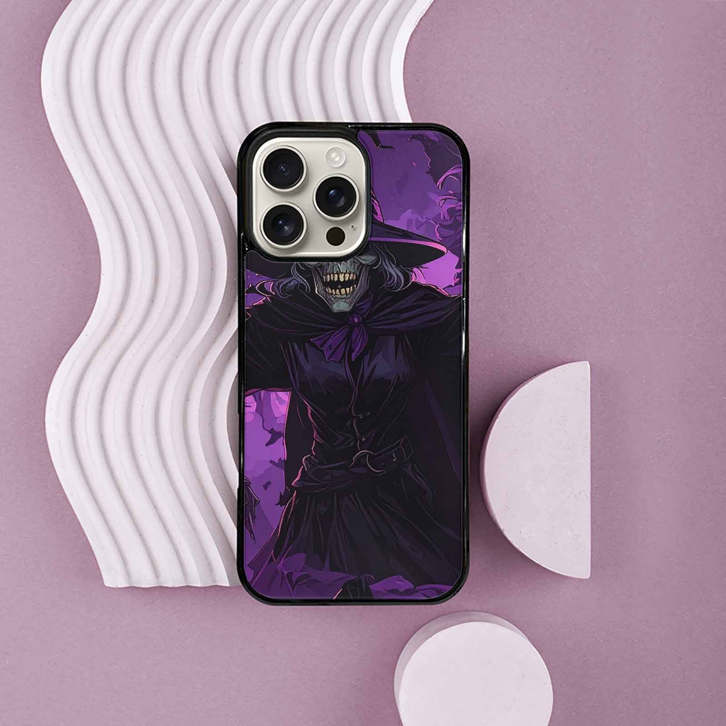 iPhone 16 Pro Max Case — Scary Horror Halloween Art Print Edge, Custom Printed Phone Case