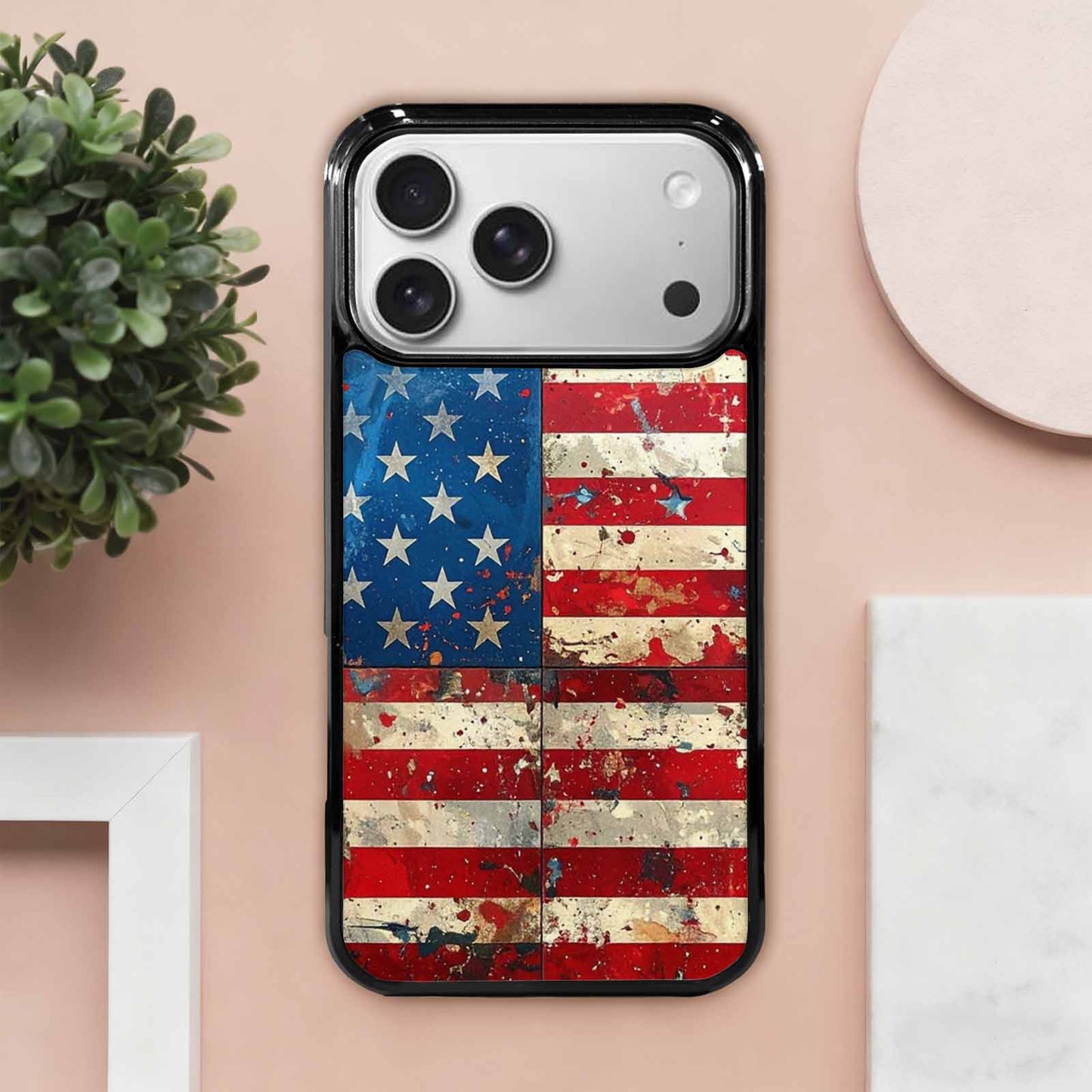 iPhone 17 Pro Max Case — Small American Flag Stars Galaxy Space, Custom Print Case Cover