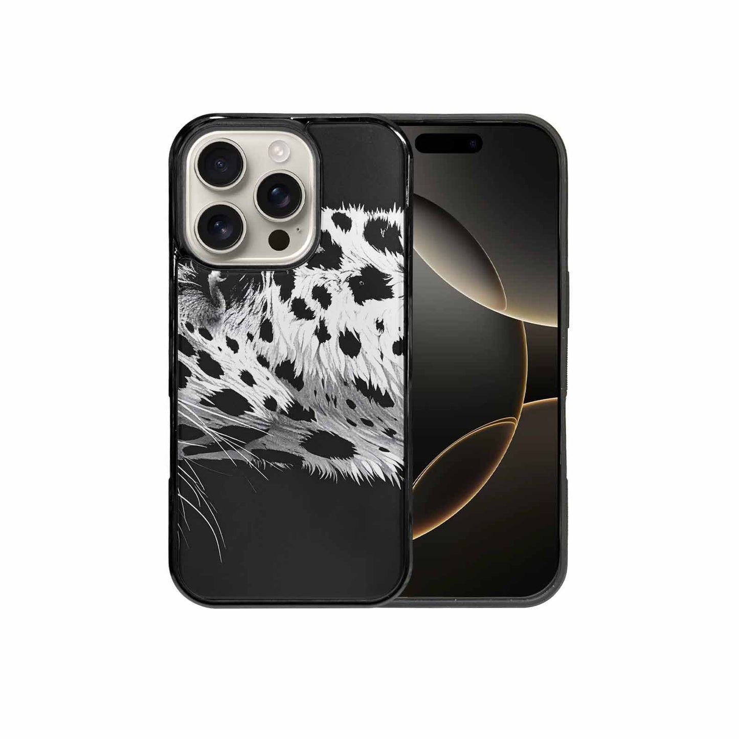 iPhone 16 Pro Case — Leopard Print Black And White Style, Original Design Phone Case