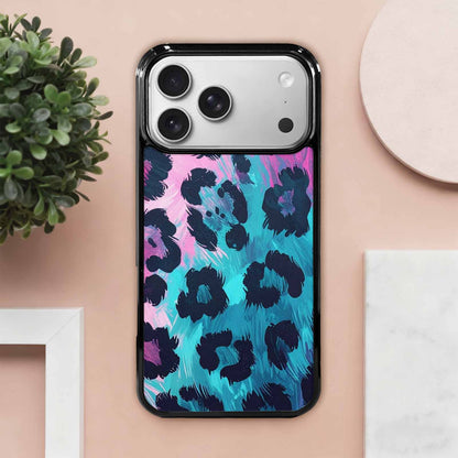 iPhone 17 Pro Max Case — Leopard Neon Pink Teal Airbrush Animal, Custom Print Case Cover