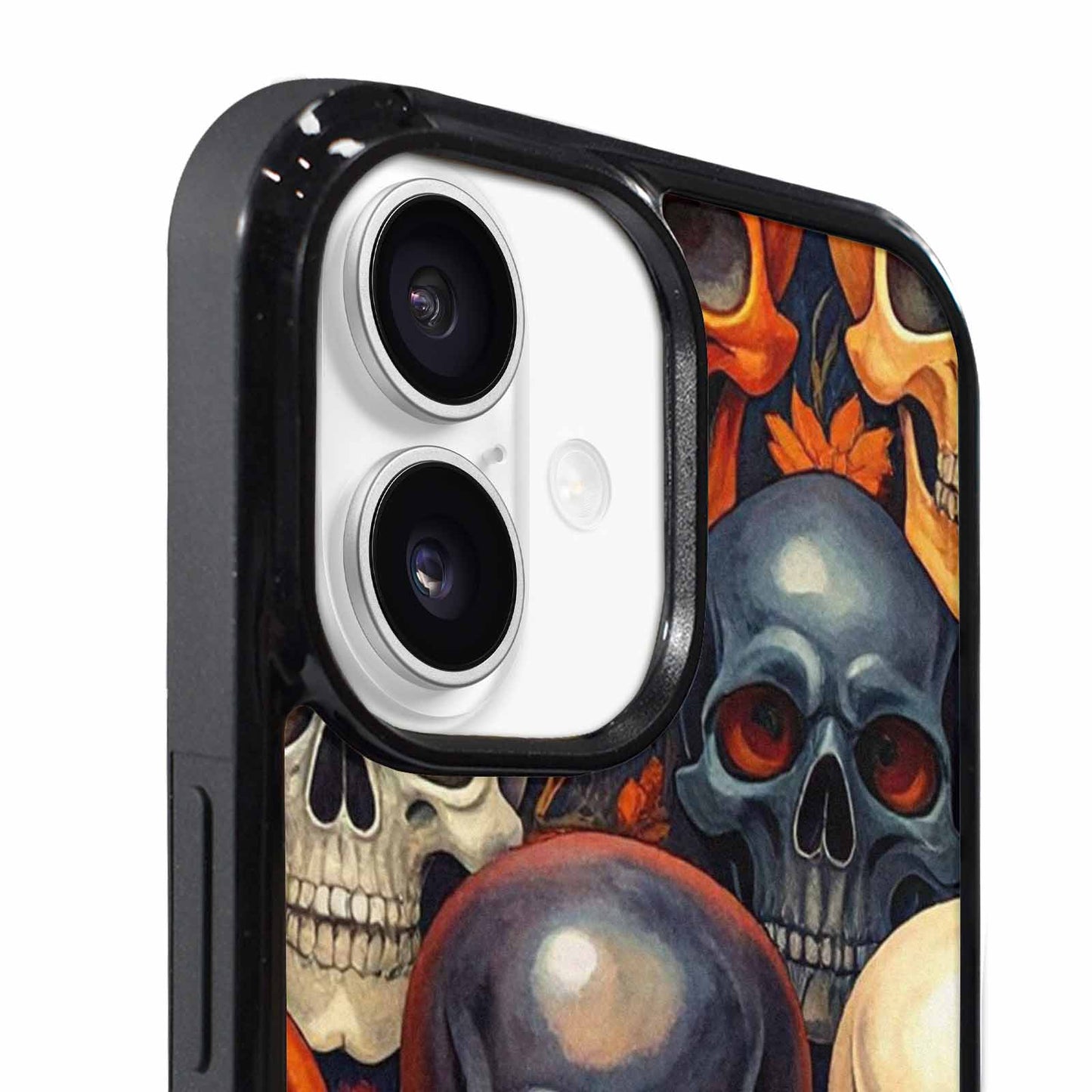 iPhone 17 Case — Skulls Halloween Orange Black Gothic Skulls, Custom Phone Case