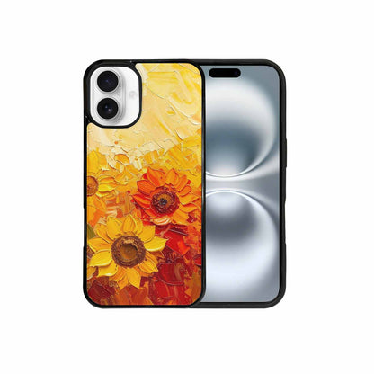 iPhone 16 Plus Case — Impressionist Sunflower Brushstroke Pattern Hundreds Of, Customized Protective Case
