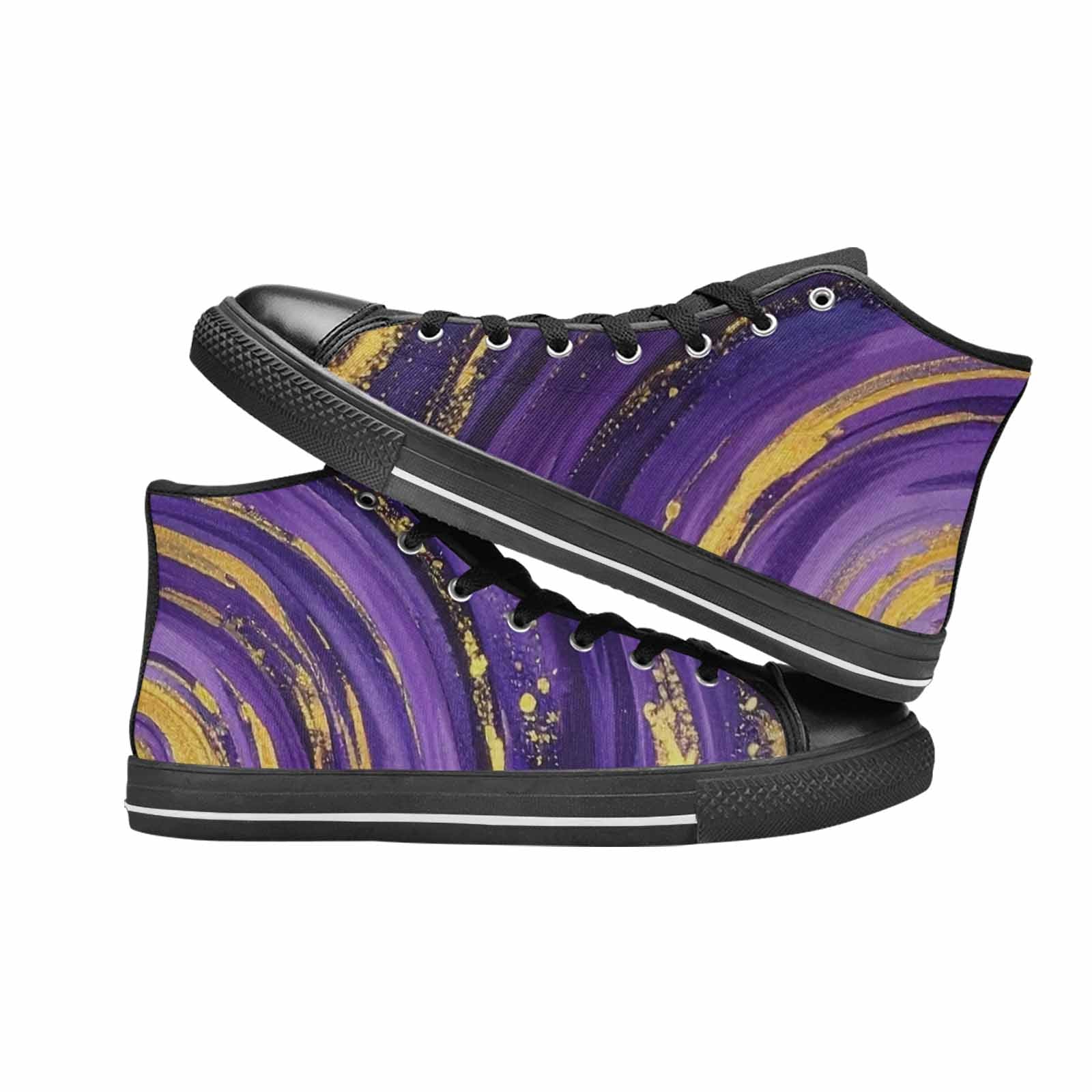 WOMEN'S Starry Night Nebula Brushstroke High Top Canvas Surreal Sneakers