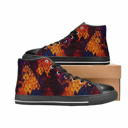 MEN'S Dark Snake Print High Top Canvas Dark Academia Shoes