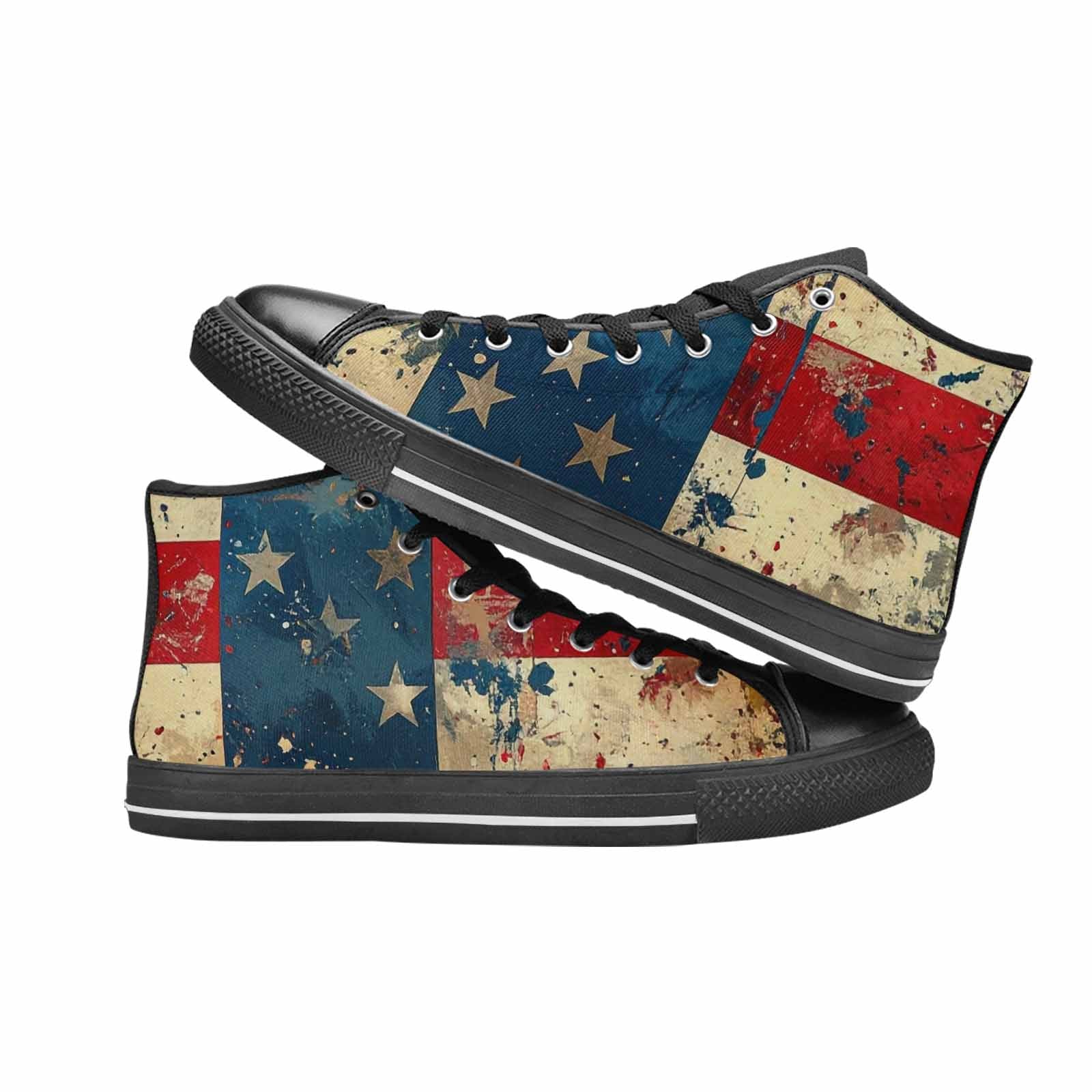 MEN'S American Flag Stars High Top Canvas Dark Academia Custom Sneakers