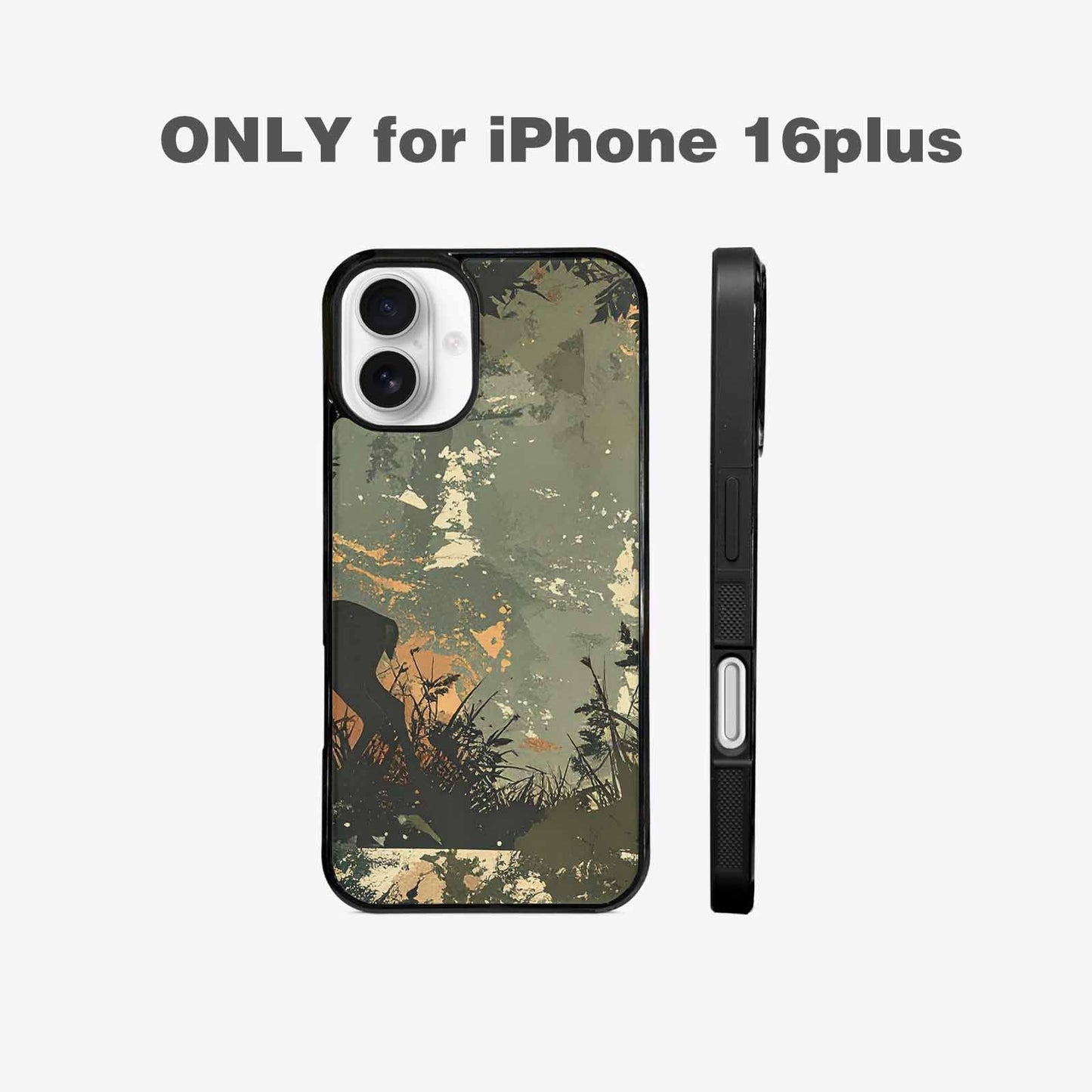 iPhone 16 Plus Case — Hunting Camouflage Pattern With Deer And, Custom Print Case Cover