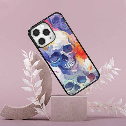 iPhone 15 Pro Max Case — Kulls Watercolor Skulls Small Skull Pattern, Custom Printed Phone Case
