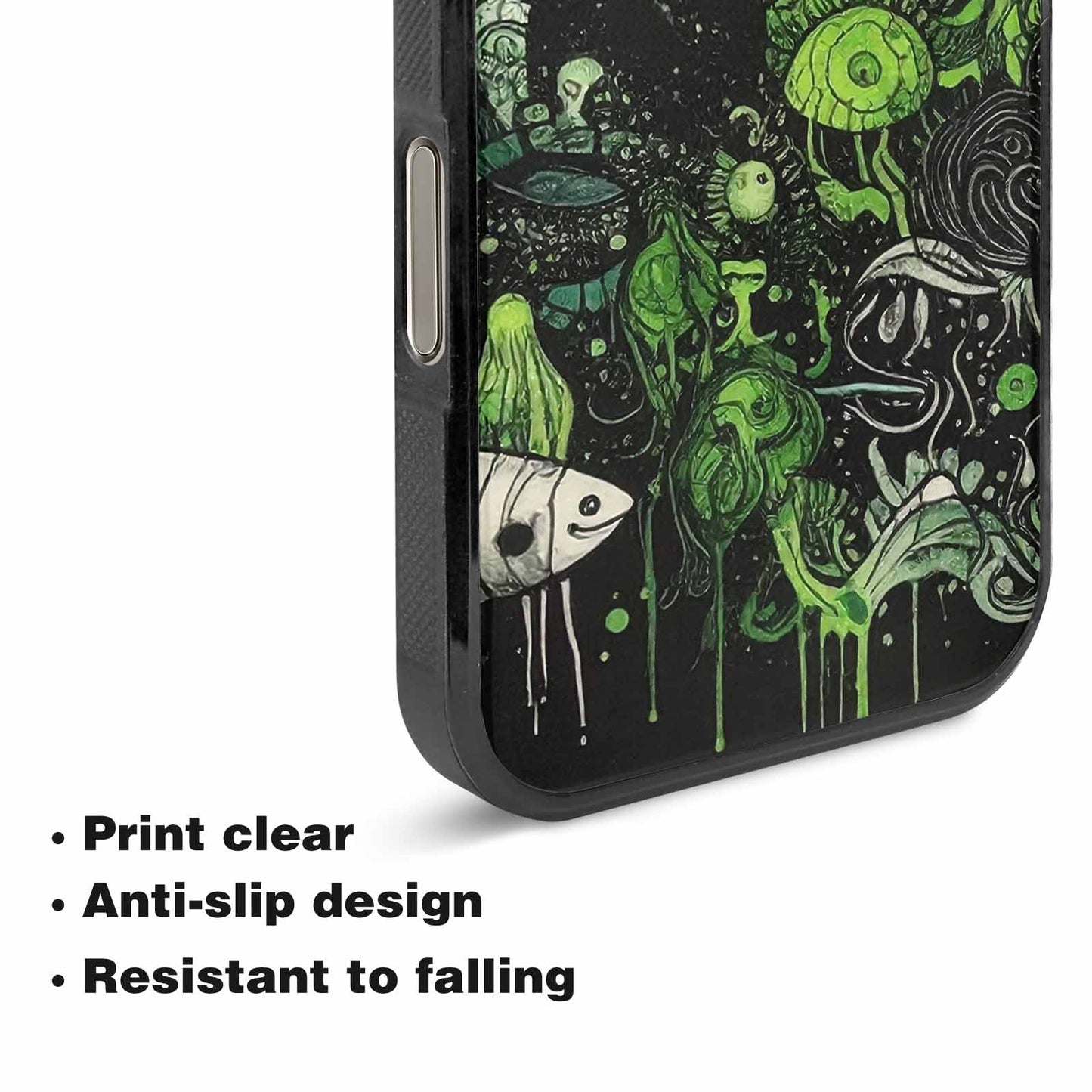 iPhone 16 Pro Max Case — Sea Creature Burst Black Green Ink, Custom Designed Case Cover