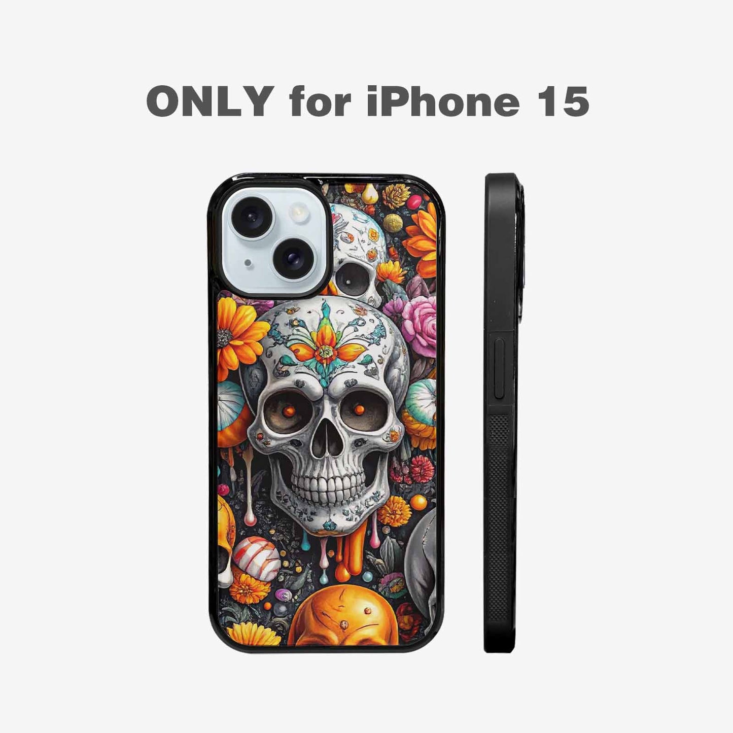 iPhone 15 Case — Greyscale Black And White Dark Black, Unique Phone Case Design