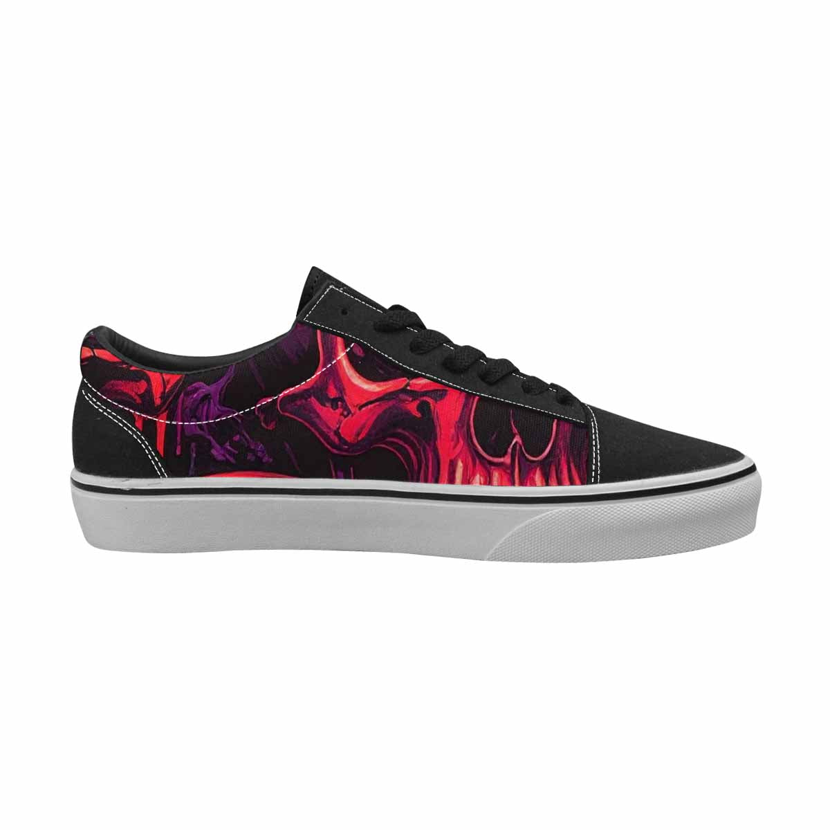 WOMEN'S Red + Purple Skeletons Lace-Up Canvas Neon Fantasy Custom Shoes
