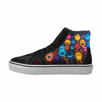 MEN'S Smiley Faces × Glow High Top Canvas Vibrant Chaos Sneakers
