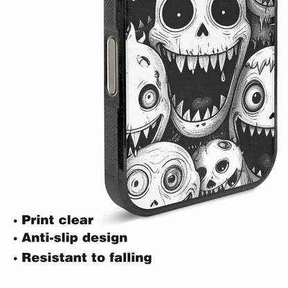 iPhone 16 Pro Case — Black And White Monster Face Collage, Custom Made Phone Cover