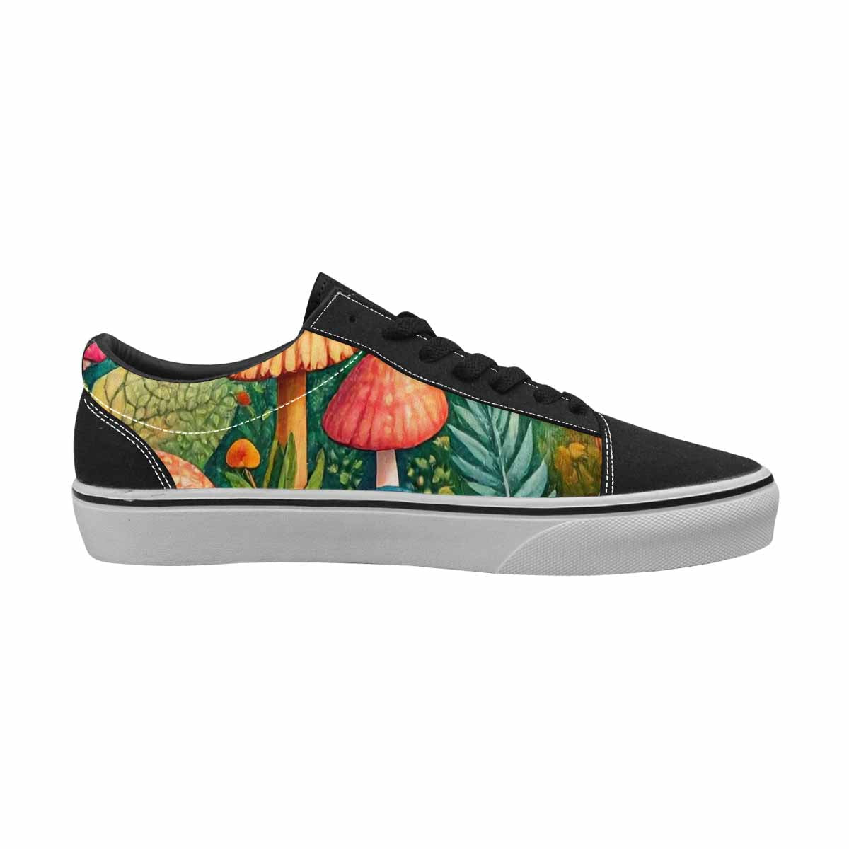 WOMEN'S Mushrooms  Botanical Mushrooms Lace-Up Canvas Kaleidoscope Custom Sneakers