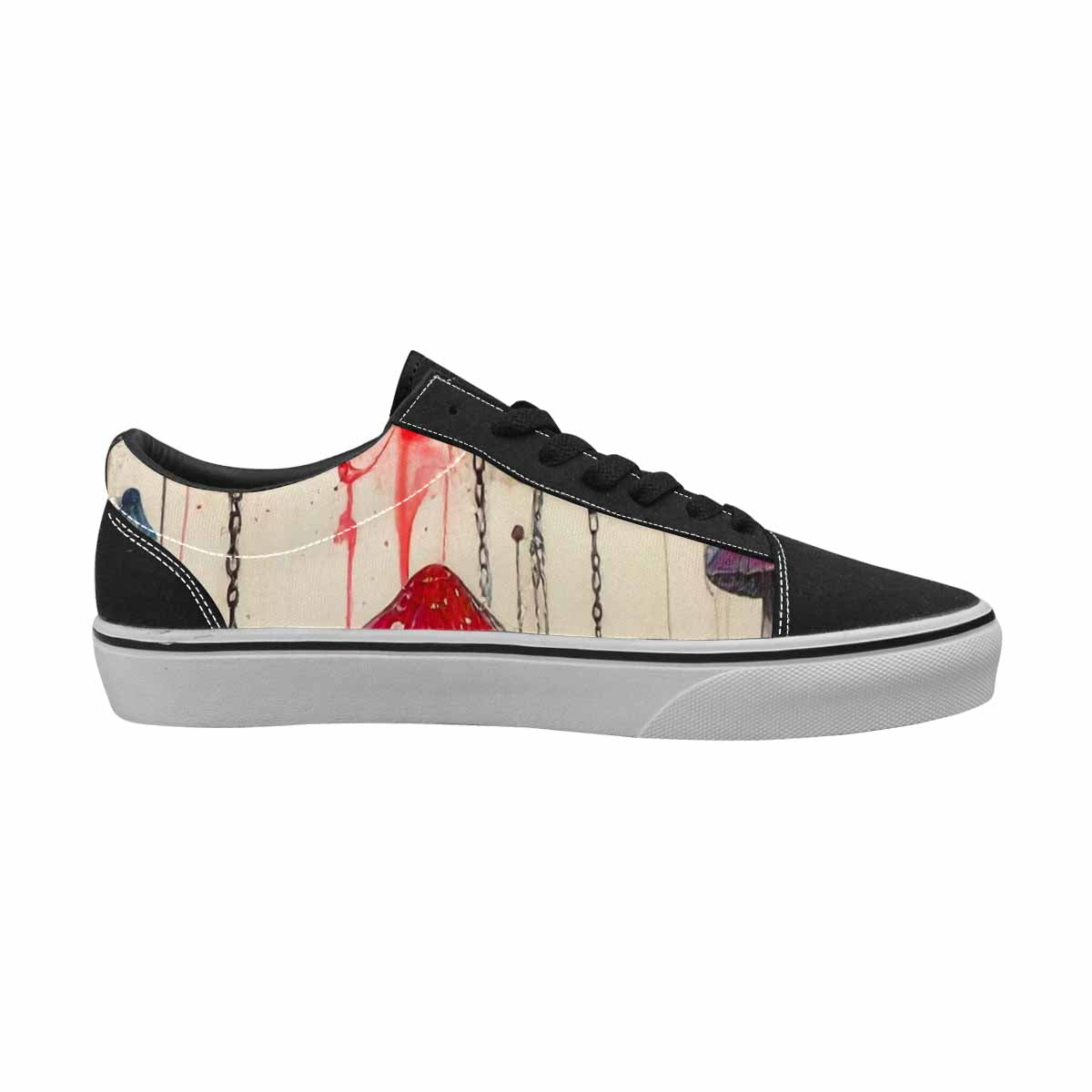 WOMEN'S Rainbow Drip Mushrooms Lace-Up Canvas Cottagecore Sneakers
