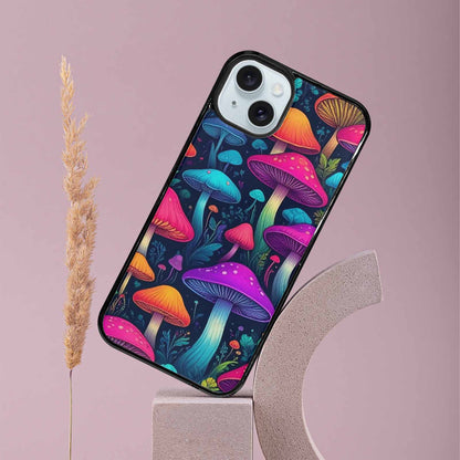 iPhone 15 Plus Case — Mushroom Psychedelic Art Seamless Pattern Vibrant, Custom Phone Case