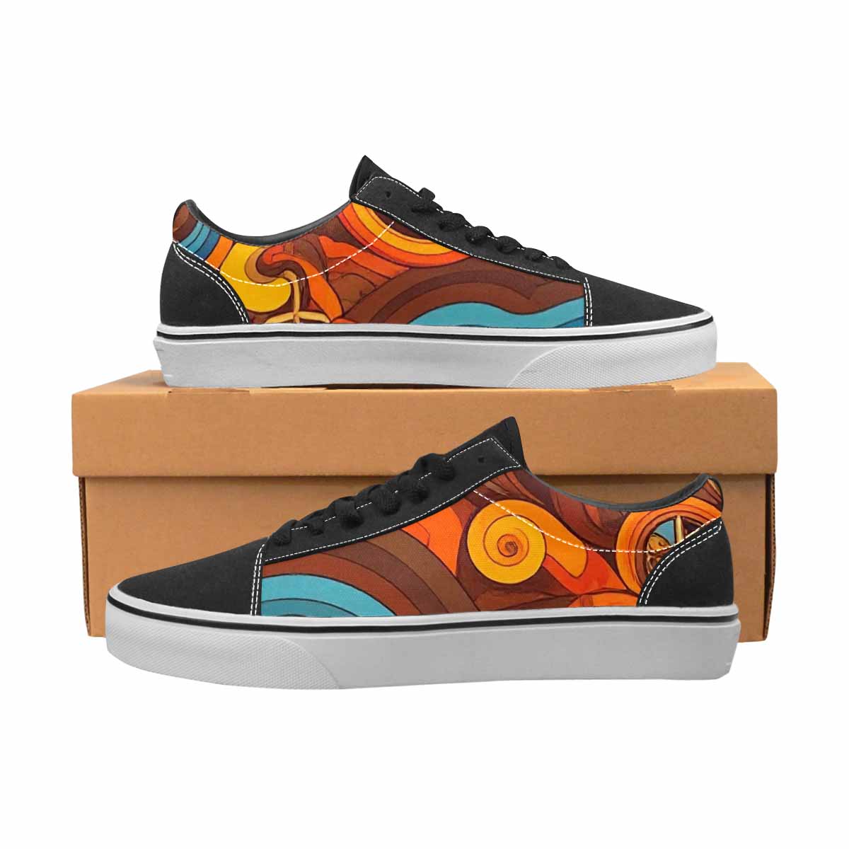 MEN'S Groovy 70S Peace Canvas Lace-Up Cottagecore Custom Shoes