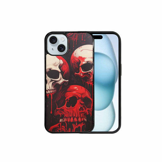iPhone 15 Plus Case — 1000\'s Of Skulls Overlapping Eachother Everywhere, Unique Phone Case Design
