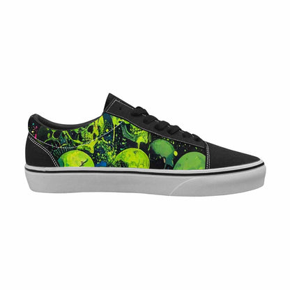 WOMEN'S Skeletons × Neon Green Lace-Up Canvas Aesthetic Shoes