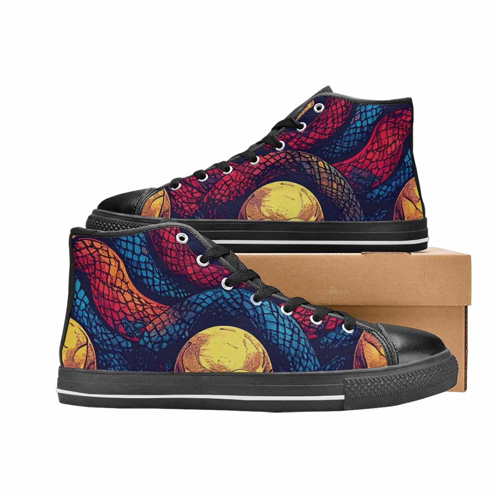 WOMEN'S Snake Skulls Print High Top Canvas Grunge Shoes