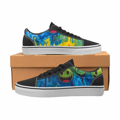 WOMEN'S Smiley Facessmiley Faces  Lace-Up Canvas Vibrant Chaos Sneakers