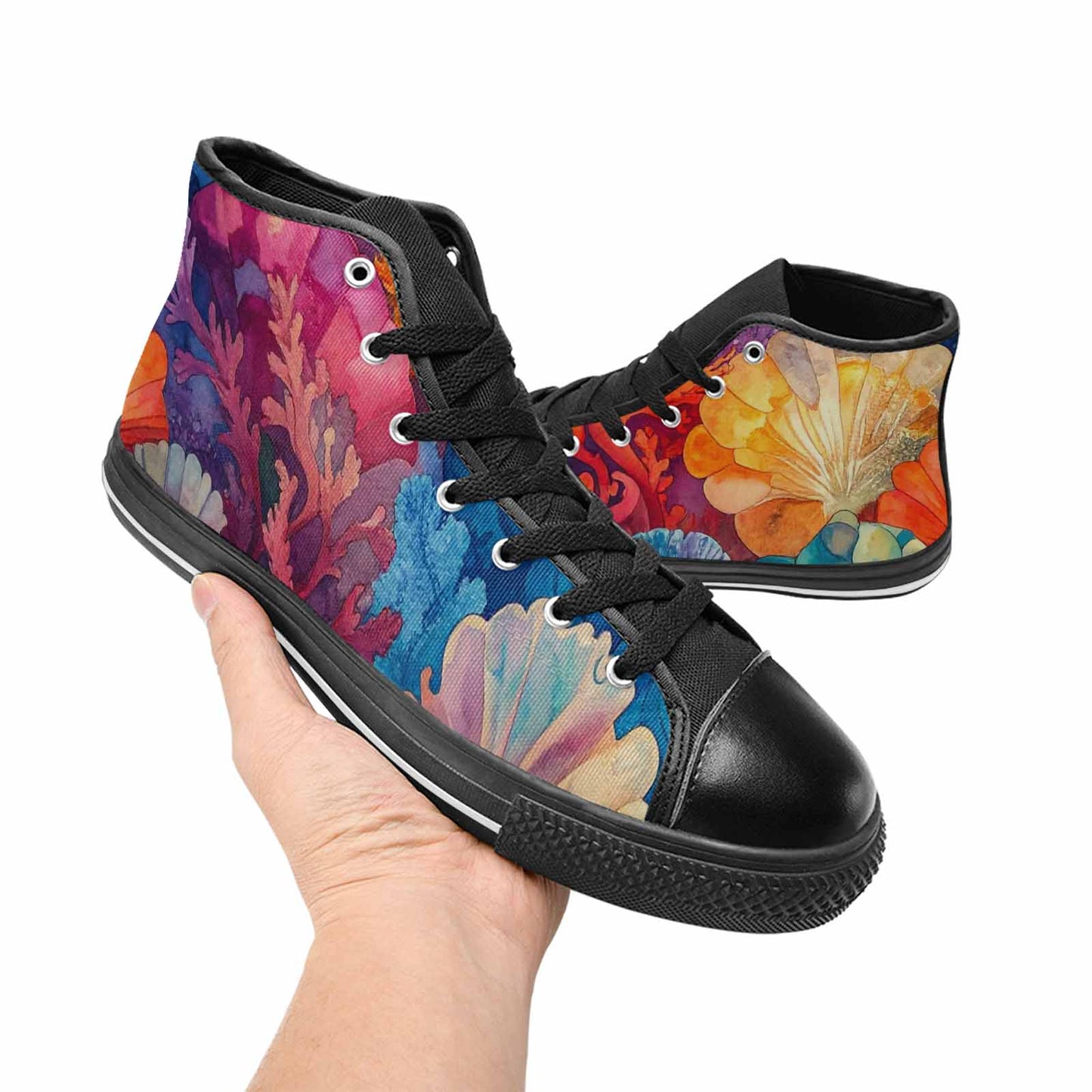MEN'S Fish Scale Coral High Top Canvas Grunge Shoes