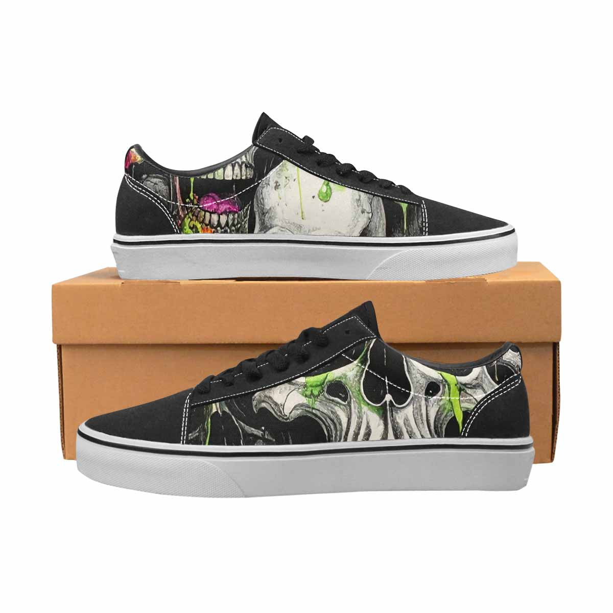 WOMEN'S Rainbow From Skull S Lace-Up Canvas Vibrant Chaos Sneakers