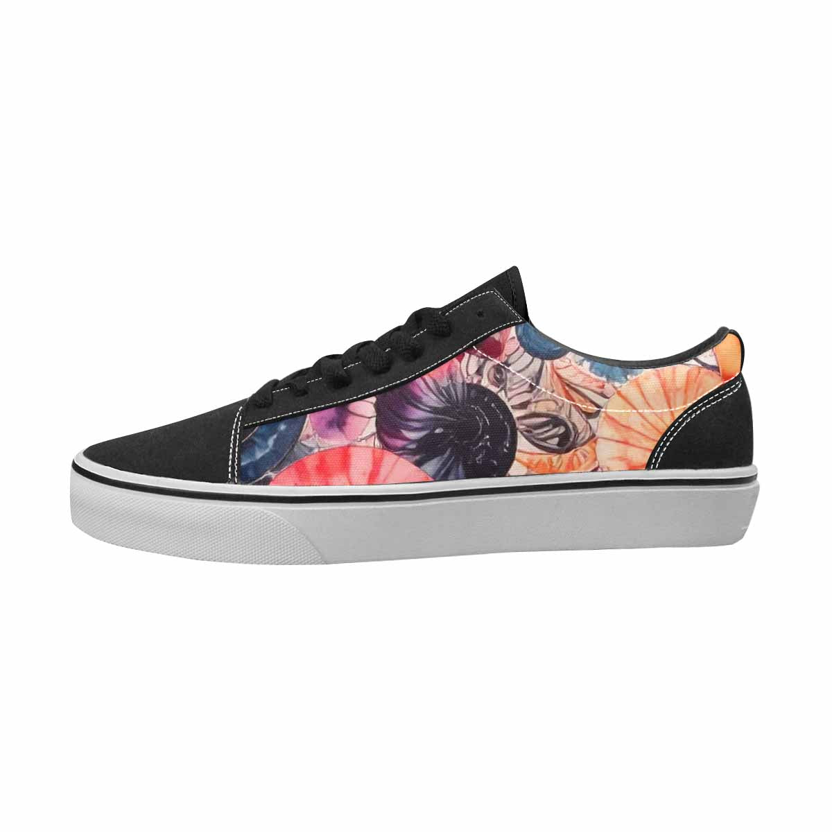 MEN'S Tie Dye Black & Red Ink Canvas Graphic Print Kaleidoscope Original Art Sneakers