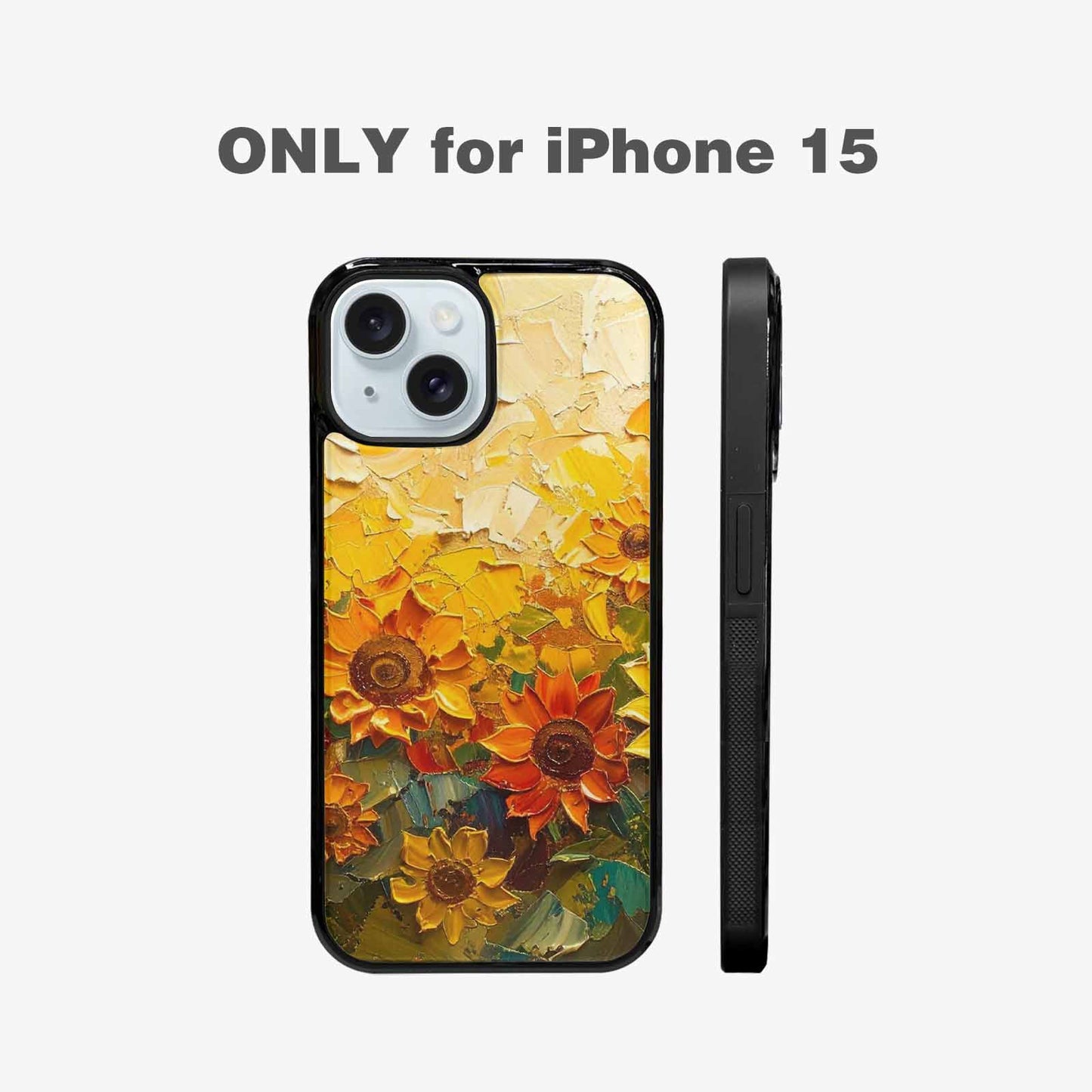 iPhone 15 Case — Impressionist Sunflower Brushstroke Pattern Hundreds Of, Custom Art Phone Cover