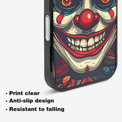 iPhone 16 Plus Case — Evil Circus Heads Faces Overlapping Patterns, Unique Phone Case Design