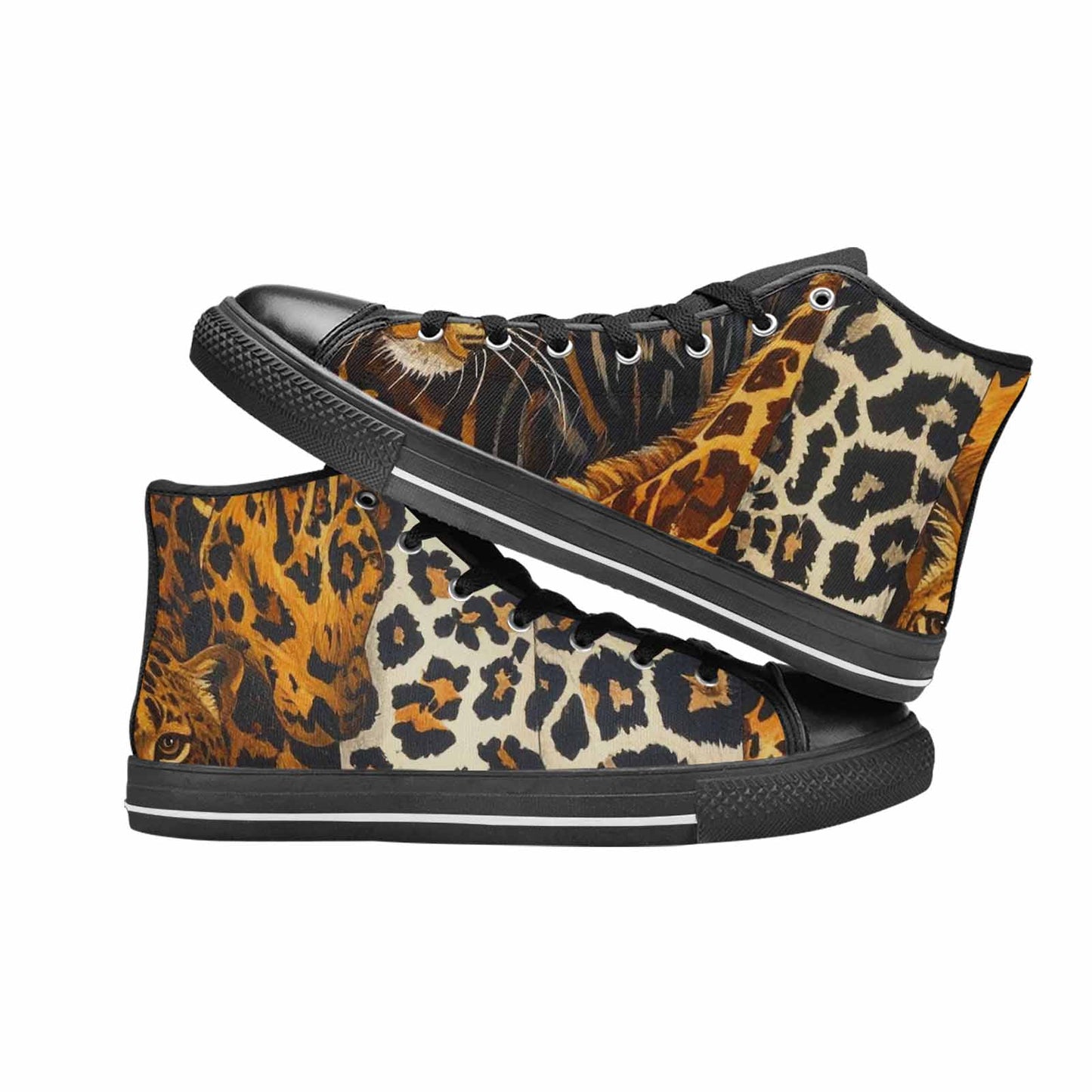 MEN'S Animal Print High Top Canvas Vibrant Chaos Custom Sneakers