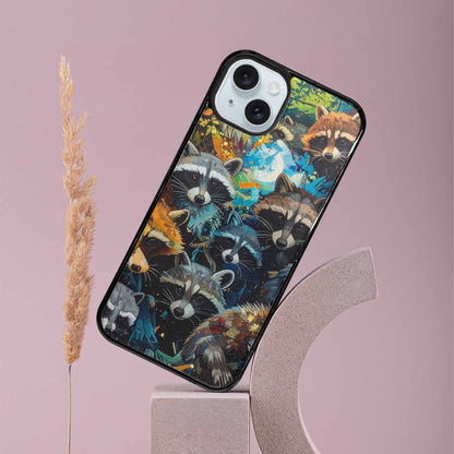 iPhone 15 Plus Case — Raccoon Bandit Raccoon Bandit Pattern Hundreds, Custom Made Phone Cover