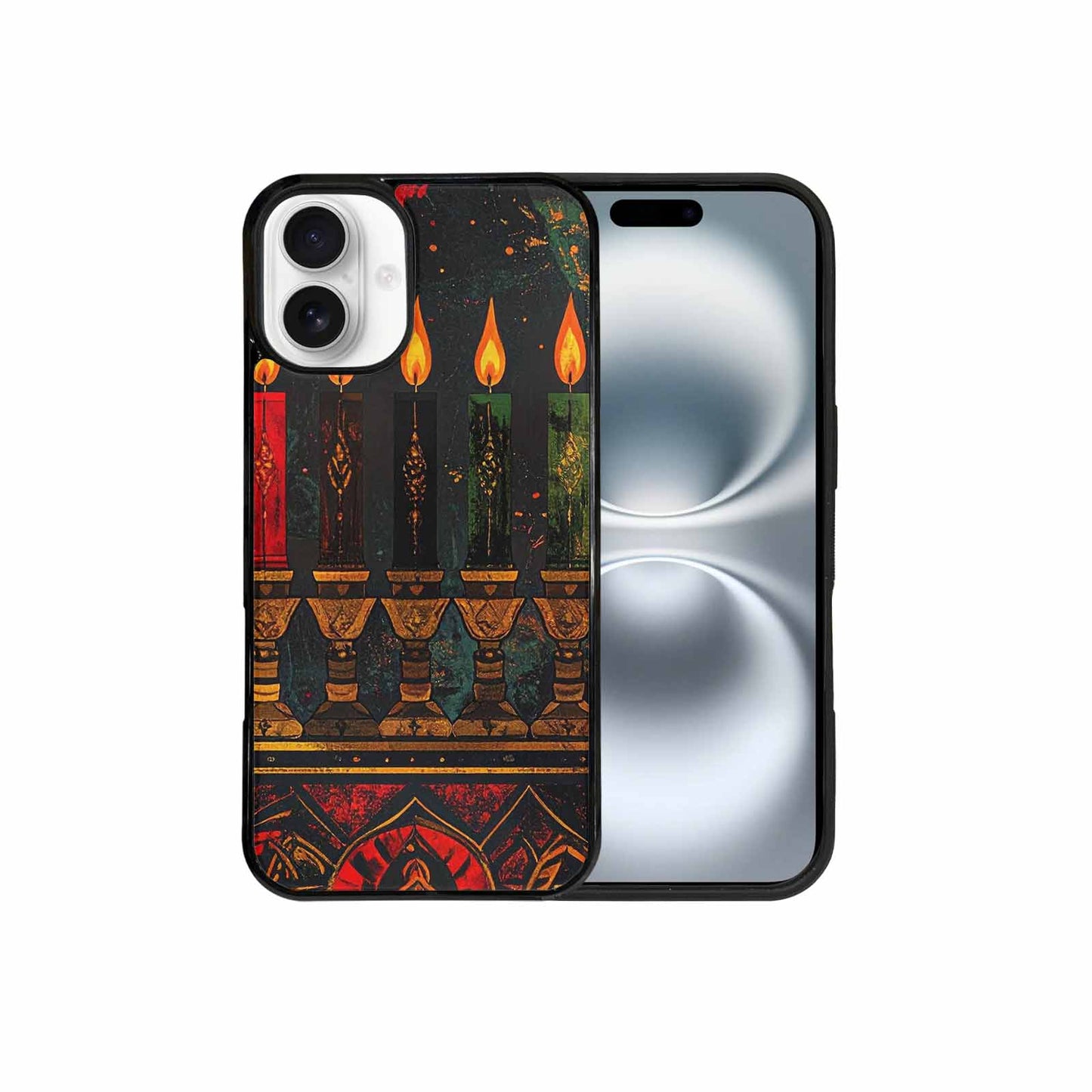 iPhone 16 Plus Case — Kwanzaa Kinara Pattern Seamless Repeat African, Personalized Phone Case