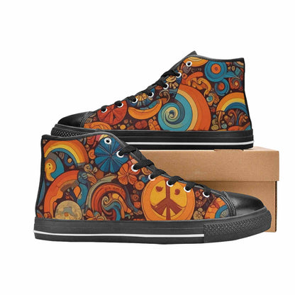 WOMEN'S Groovy 70S Peace High Top Canvas Y2K Custom Sneakers